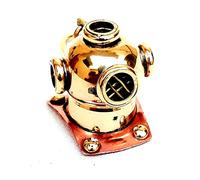 Llavero náutico de latón macizo dorado casco de buzo 1.25 pulgadas