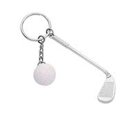 Llavero original, club de golf + bola, con o sin nombre, deporte, verde, swing, personalizable, llavero para hombre y mujer, blanco, M