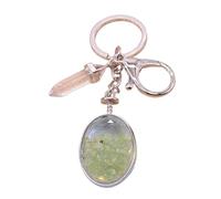 Llavero ovalado con cristales de piedra natural, con diamantes facetados para un elegante accesorio diario y escenarios