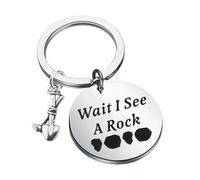 Llavero para amantes del rock, regalo para profesores de geología, Wait I See a Rock, para coleccionista de rocas, Llavero Wait I See, S