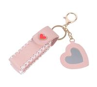 Llavero para bálsamo de labios, portable de piel sintética de poliuretano, resistente al agua, con cierre de cinturón y soporte para labios, Rosa, riferimento alla descrizione, Consulte la