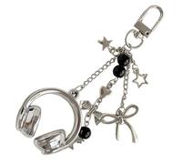 Llavero para casco - Adorno musical lindo accesorio llavero con lazo con un diseño , colgante decorativo para bolso, mochila, llaves de coche, hombres, mujeres, adolescentes, plateado, Se