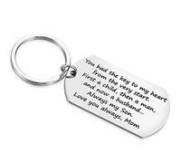 Llavero para hijo con texto en inglés "from mom to my son on his wedding day", regalo para madre a novio, plata, tamaño mediano