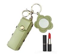 Llavero para lápiz labial - Mini soporte de piel sintética impermeable, organizador de bálsamo de almacenamiento de maquillaje de 16,5 cm, funda de manga | Elegante clip en bolsa cosmética po