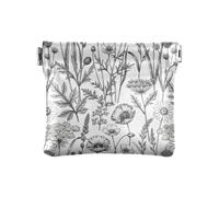 Llavero para monedero, diseño de lunas blancas, estrellas, monedero, monedero, monedero, bolsa impermeable para cosméticos para viajes, Flores silvestres botánicas negras, one size, Flores silvestres