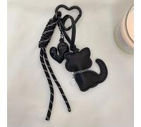 Llavero para mujer con forma de gato, 1 pieza, con detalles de y borla - Diseño de hebilla de con de amor, marrón/, llavero para mujer, llavero para hombre