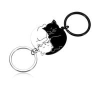 Llavero para Parejas,2 PCS Llavero de Gato de Acero Inoxidable Llaveros para Pareja de Gatos Regalos para Parejas Llaveros para Gatos para El Ella Novio Novia Esposa Marido Amiga