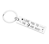 Llavero para parejas, regalo con texto en inglés "Love You To The Moon And Back", regalo inspirador para marido, esposa, mamá, papá, hija, hijo, llavero, regalo de cumpleaños