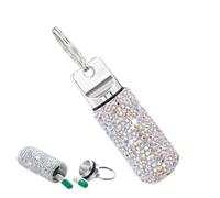 Llavero para pastillas - Pastillero portátil, contenedor seguro para pastillas | Pastillero de viaje con diamantes de imitación, pastillero portátil impermeable para viajes, acampada al aire libre, bl