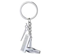 Llavero para secador de , llavero para peluquero - Peluquero lindo Peine Tijeras Secador de Llavero | Joyería de peluquero, colgante de moda para joyería de graduación de salón, plata, Se