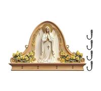 Llavero Pared - Nuestra Señora De Guadalupe Madera | Organizador 4 Ganchos Metálicos, Estilo Granja - Religioso Virgen María - Recibidor, Hogar, Dormitorio - Para Amigos, Estudiantes, Adultos,