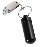 Llavero pastillero de metal, organizador de medicamentos, buen sellado, material seguro, pastilleros, mosquetón portátil, botella de medicina para acampar al aire libre, viajes, bolsillo