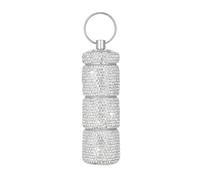 Llavero pastillero de viaje, pequeño pastillero portátil, pastillero brillante, llavero de píldoras brillante, organizador de pastillas de metal para medicamentos vitamínicos (plata)