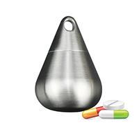 Llavero Pastillero Secreto, Caja Pastillas de Viaje Acero Inoxidable Sin BPA Outdoor Diario Bolsillo Metalico Contenedor de Píldora Collar para Mujer Hombre Dispensador de Pastillas