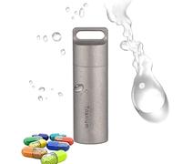Llavero Pastillero Secreto, Titanio Impermeable Portatil Pastillero de Bolsillo Metalico, Viaje Diario Organizador de Píldoras Sin BPA para Exteriores, Camping, Emergencia, Primeros Auxilios