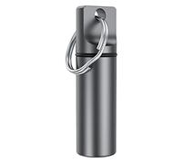 Llavero pequeño de bolsillo para píldoras, de aleación de aluminio, mini organizador portátil de píldoras para bolso, botella de medicina de metal impermeable para acampar al aire libre viajes (gris)