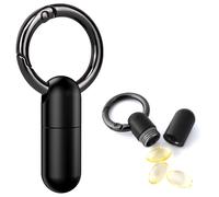 Llavero pequeño de titanio, pequeño pastillero impermeable con llavero, mini pastillero portátil para viajes, organizador de pastillas para bolsillo de bolso (negro)