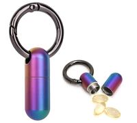 Llavero pequeño de titanio, pequeño pastillero impermeable con llavero, mini pastillero portátil para viajes, organizador de pastillas para bolsillo de bolso (multicolor)
