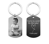 Llavero personalizado con foto y texto, llavero personalizado con imagen de acero inoxidable para perro, llavero personalizado para conducción segura, para el día del padre, Navidad, San Valentín