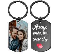 Llavero personalizado con imagen personalizada Foto Doble Cara/Texto+Iconos/Llaveros de chapa de perro Conduce Seguro Regalos para chico Novia