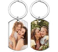 Llavero personalizado con imagen personalizada Foto Doble Cara/Texto+Iconos/Llaveros de chapa de perro Conduce Seguro Regalos para chico Novia (Fotografía en color y fotografía en color (1 pieza))