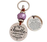 Llavero personalizado con los nombres de los niños, MODELO POPPY, regalos para profesores, regalos fin de curso. (MOD 7 HUELLA IMBORRABLE EN NUESTRO CORAZÓN, VIOLETA)