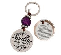 Llavero personalizado con los nombres de los niños, MODELO POPPY, regalos para profesores, regalos fin de curso. (MOD 7 HUELLA IMBORRABLE EN NUESTRO CORAZÓN, MORADO)