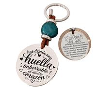 Llavero personalizado con los nombres de los niños, MODELO POPPY, regalos para profesores, regalos fin de curso. (MOD 7 HUELLA IMBORRABLE EN NUESTRO CORAZÓN, AQÜA)