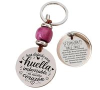 Llavero personalizado con los nombres de los niños, MODELO POPPY, regalos para profesores, regalos fin de curso. (MOD 7 HUELLA IMBORRABLE EN NUESTRO CORAZÓN, FUCSIA)