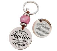 Llavero personalizado con los nombres de los niños, MODELO POPPY, regalos para profesores, regalos fin de curso. (MOD 7 HUELLA IMBORRABLE EN NUESTRO CORAZÓN, ROSA)