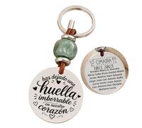 Llavero personalizado con los nombres de los niños, MODELO POPPY, regalos para profesores, regalos fin de curso. (MOD 7 HUELLA IMBORRABLE EN NUESTRO CORAZÓN, VERDE)