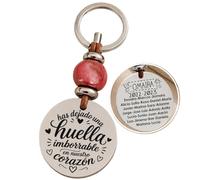 Llavero personalizado con los nombres de los niños, MODELO POPPY, regalos para profesores, regalos fin de curso. (MOD 7 HUELLA IMBORRABLE EN NUESTRO CORAZÓN, CORAL)