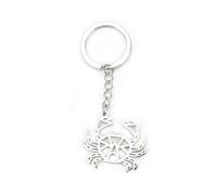 Llavero personalizado de acero inoxidable con bonito colgante de cangrejo, regalo para mujeres, novias, madres o como pequeño regalo de despedida para colegas, llavero para mujer, plata, S