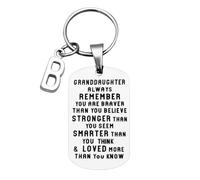 Llavero personalizado para coche con texto en inglés «To My Granddaughter Never Forget I Like You», 26 letras, plata, 5X2.8cm