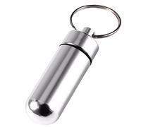 Llavero Piller Holder - Pequeño Pastillero Llavero | Caja de píldoras de bolsa de metal llavero para billetera para viajes, titular de la píldora diaria para hombres mujeres Delr