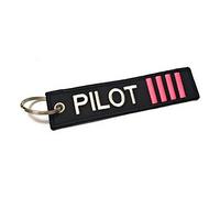 Llavero piloto | Etiqueta de equipaje | para primeros oficiales y capitanes | multicolor | aviamart®, Pilot 4 Rayas Rosa, S, Etiqueta de equipaje