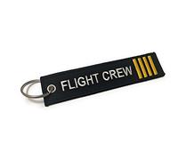 Llavero Piloto | Etiqueta de Equipaje | Para Primeros Oficiales y Capitanes | Varios Colores | Aviamart®, Equipo de vuelo 4 rayas doradas (Negro) - AVM-F-CREW-4-GLD