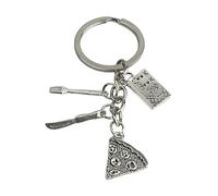 Llavero Pizzero Cocinero - Llaveros de Trozo Pizza de Pepperoni con Libro de Recetas Cocina y Cubiertos - Accesorio de llaves para amantes de la Comida, Pizzas, Italia… - Llavero unisex hombre y mujer