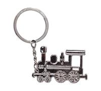 Llavero plateado con diseño de tren de vapor para locomotora, diseño punk, plata, Talla única