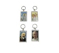 Llavero plexy de 6 x 4 cm, doble cara, a elegir entre el papa francisco, papa, león, padre, san pio, virgen de Fátima, para colgar en el coche, protege la suerte, llaveros religiosos también otros