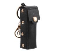 Llavero Porta Lápiz Labial Portátil de PU Diseño Metálico Negro | Estuche Mini de Viaje, Uso Versátil y Multifuncional, Estilo Clásico Vintage, Accesorio Compacto