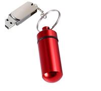 Llavero porta píldoras - Pastillero portátil de viaje | Recipiente impermeable de aluminio para medicamentos, caja compacta para exteriores, almacenamiento seguro de pastillas para camping, uso diario