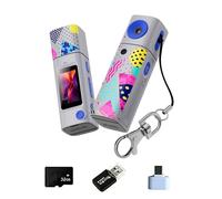 Llavero portátil con lente giratoria con cámara de video 2K de 32 GB de almacenamiento y lector de tarjetas para Vlog al aire libre y instantáneas cámara espía