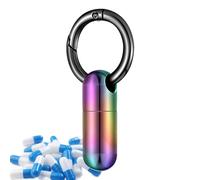 Llavero portátil de la píldora,Llavero impermeable pequeño pastillero | Pastillero de metal botella de medicina impermeable pequeño bolsillo pastillero llavero, resistente y portátil con llavero para