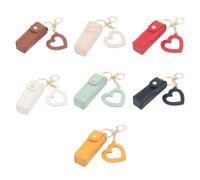 Llavero portátil para lápiz labial, mini bolsa de cosméticos, bolsa organizadora de bálsamo de maquillaje O7N0 de piel sintética para viajes, 7 unidades
