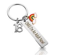 Llavero Prasacco 18 regalos de cumpleaños para niñas/niños, acero inoxidable ¡OMG! ¡Soy un adulto ahora! Llavero 18 cumpleaños Llavero Regalo de cumpleaños