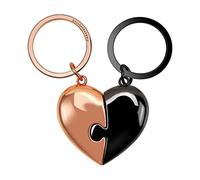 Llavero prémium con diseño de puzle de corazón para tu persona favorita, llavero con grabado para parejas, llavero con grabado para parejas, llavero como regalo en el cordón, Antracita/Oro Rosa, S