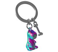 Llavero Premium Iridiscente Dinosaurio con Hueso. Llavero Acero y aleación de Zinc