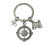 Llavero Prismáticos Camper - Llaveros de Camping o Acampada con Prismáticos, Brújula y Cartel de Campo - Accesorio para amantes de la Naturaleza, Acampada, Campo… - Llavero unisex hombre y mujer