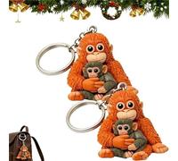Llavero Protect Punch The Monkey, Mono 3D Lindo Sosteniendo Juguete de Peluche, Llavero de Animal para Mochila, Bolso o Llaves del Coche,BB